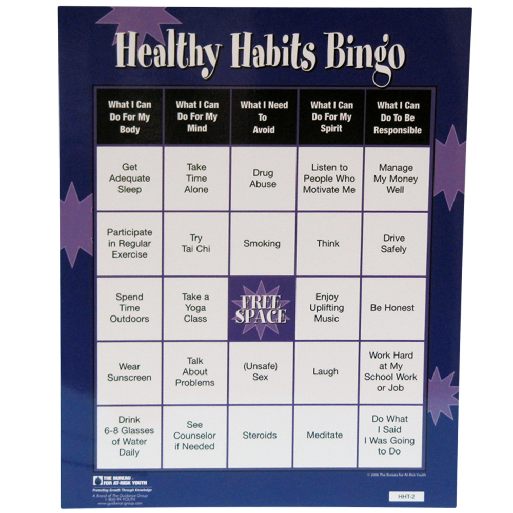 Courage To Change :: Topic :: Life Skills :: Healthy Habits Bingo Game