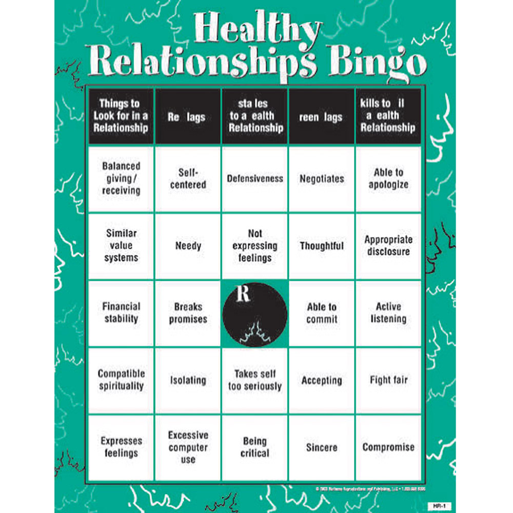 Healthy Relationship Flags Obstacles Adults Skills Bingo Game