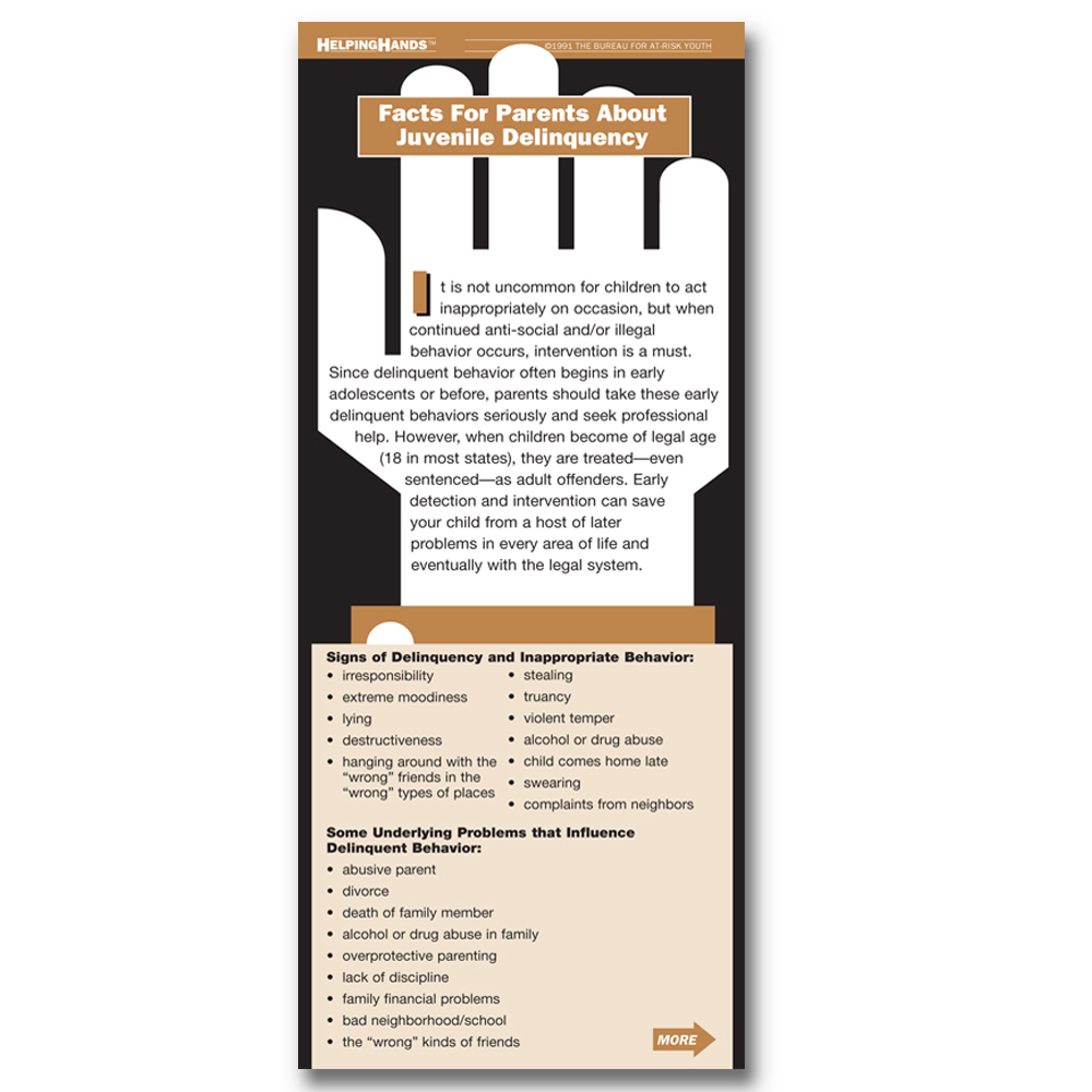 Helping Hands Card: Facts for Parents About Juvenile Delinquency 25 pack