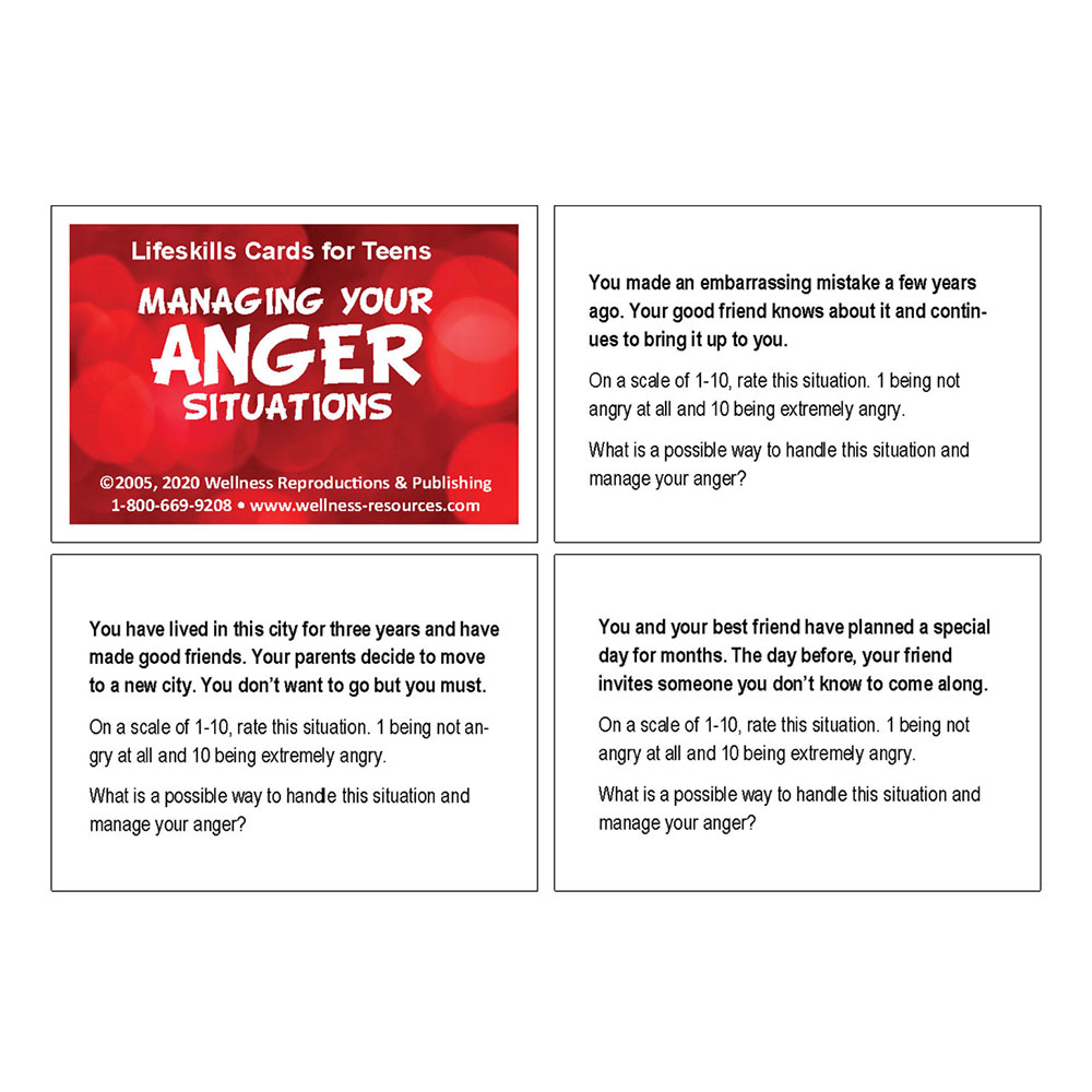 Lifeskills Cards for Teens: Managing Your Anger Situations