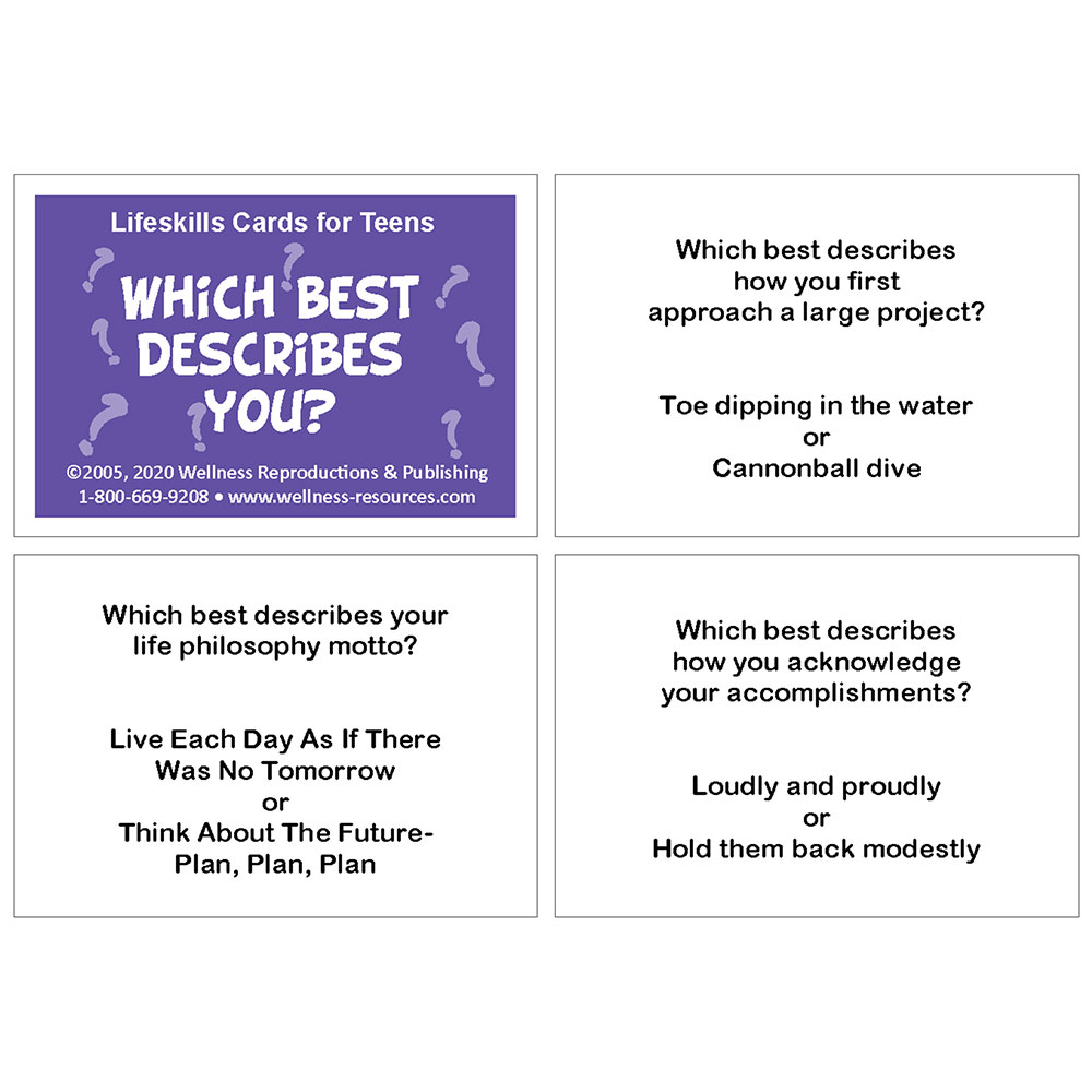 Lifeskills Cards for Teens: Which Best Describes You?