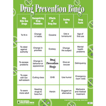 Drug Prevention Bingo Game