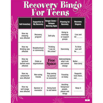 Recovery Bingo Game for Teens